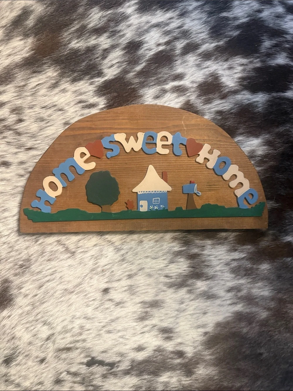 Home Sweet Home Wooden Wall Decor - Blue & Green
